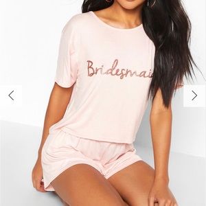 Pink Bridesmaid Pajama Set
